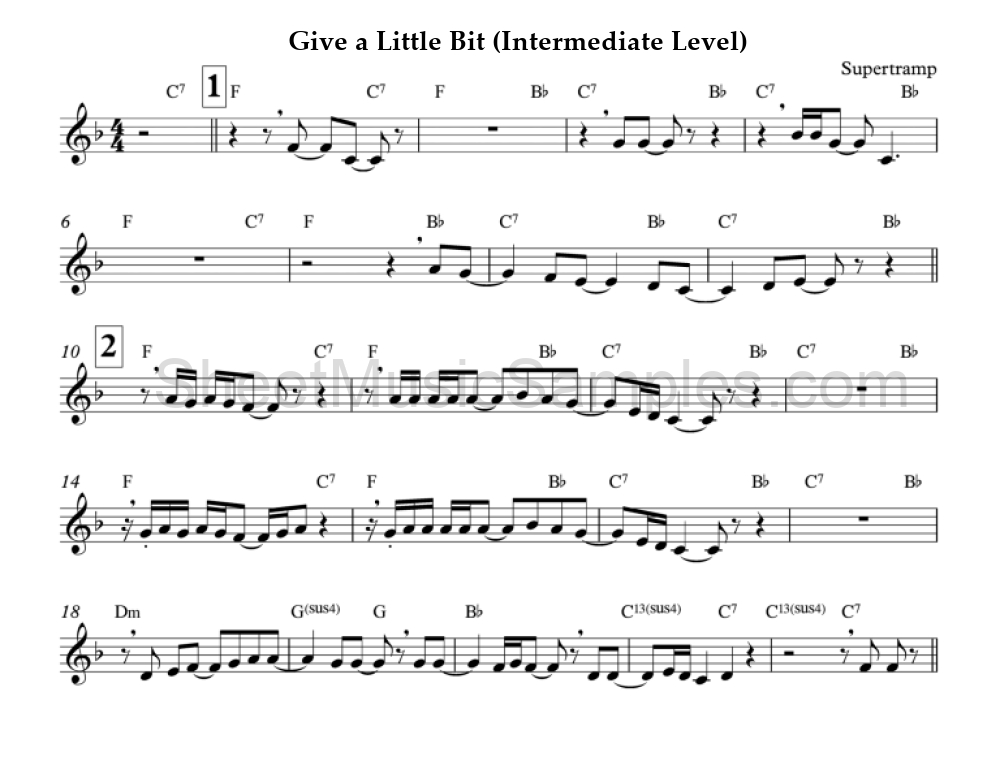 Give a Little Bit (Intermediate Level)