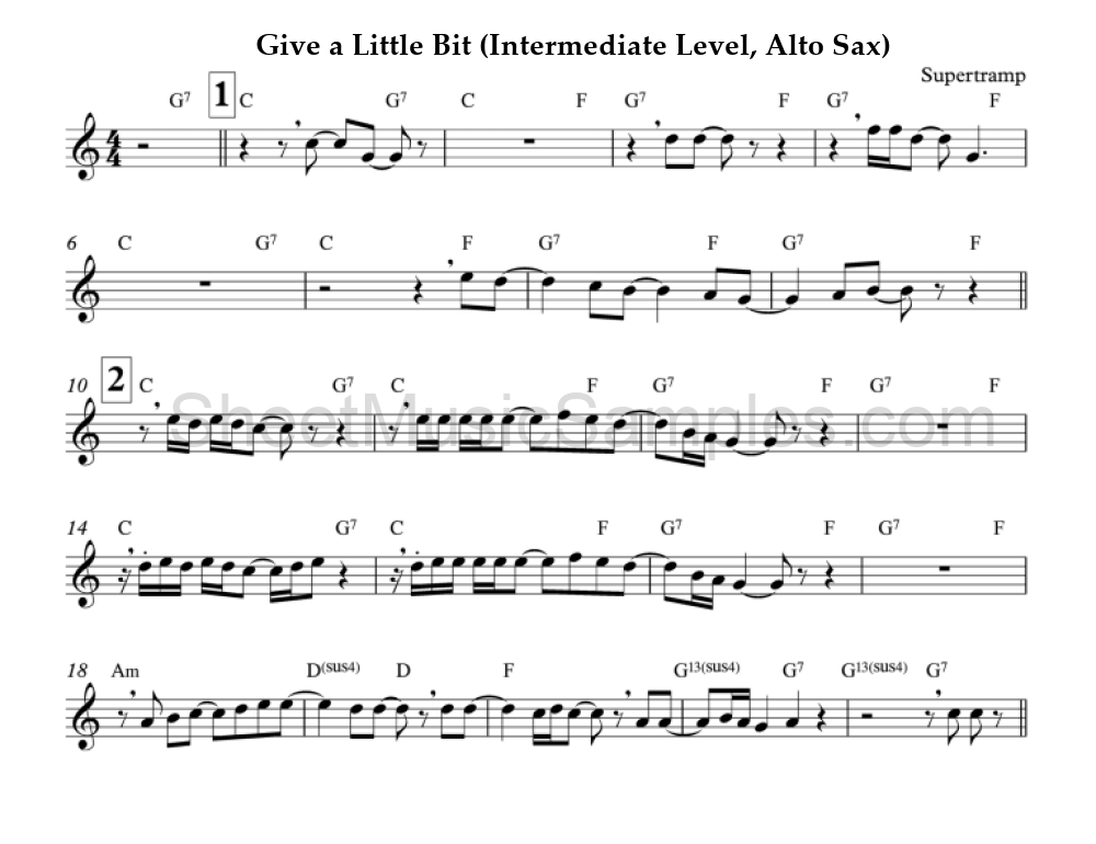 Give a Little Bit (Intermediate Level, Alto Sax)