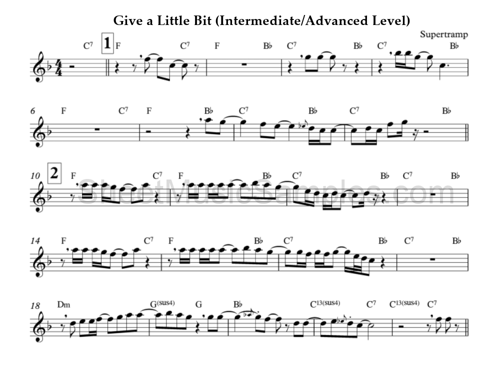 Give a Little Bit (Intermediate/Advanced Level)