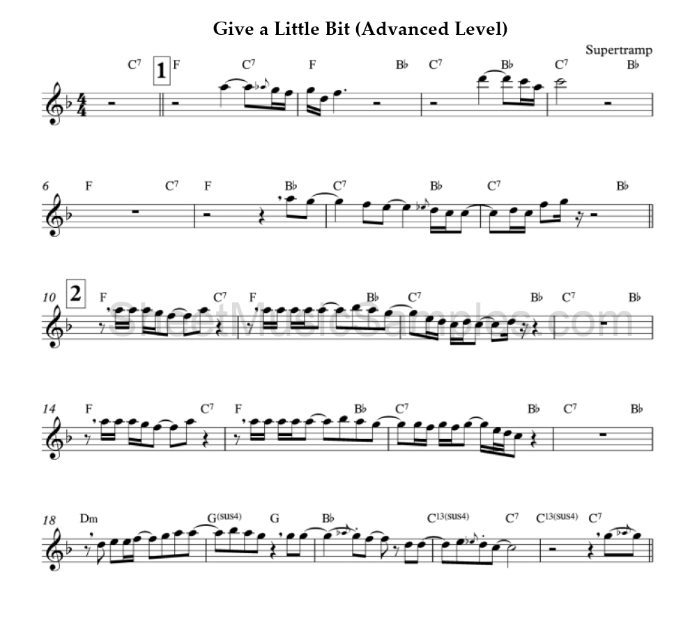 Give a Little Bit (Advanced Level)