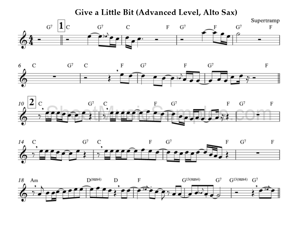 Give a Little Bit (Advanced Level, Alto Sax)