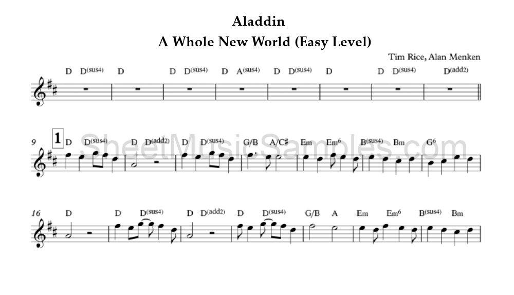 Aladdin - A Whole New World (Easy Level)