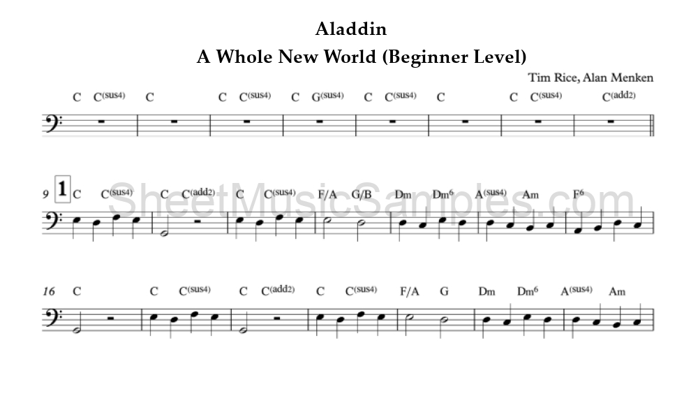 Aladdin - A Whole New World (Beginner Level)