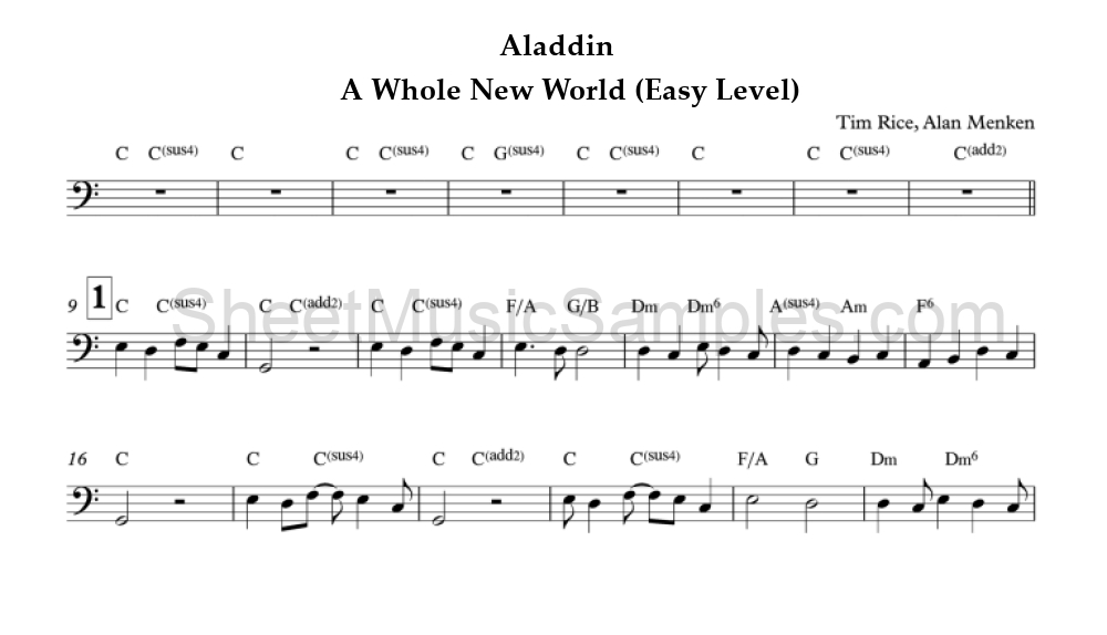 Aladdin - A Whole New World (Easy Level)