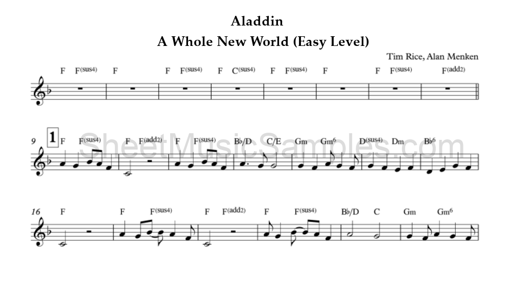 Aladdin - A Whole New World (Easy Level)