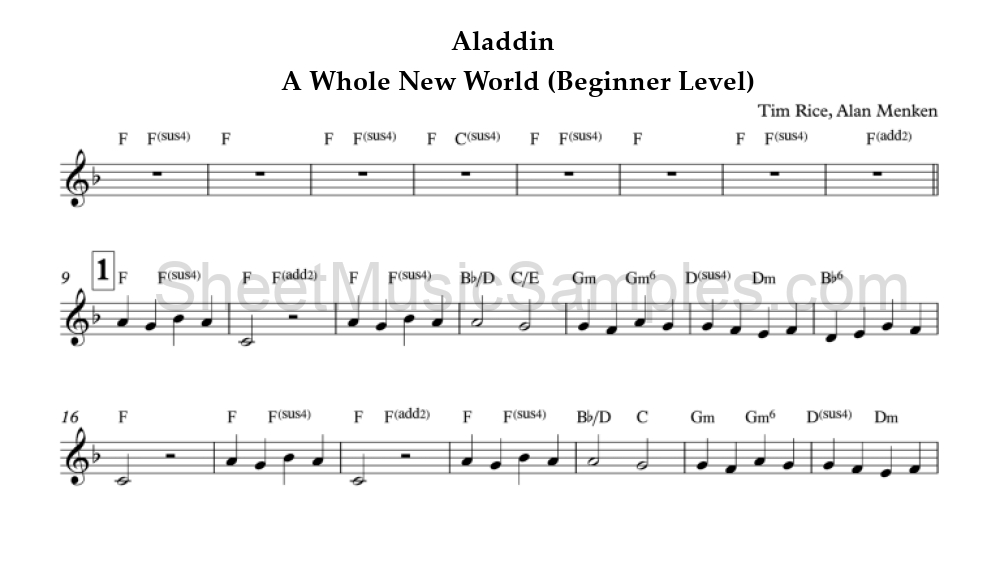 Aladdin - A Whole New World (Beginner Level)