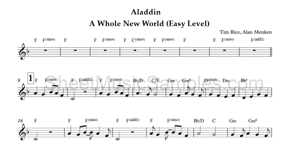 Aladdin - A Whole New World (Easy Level)