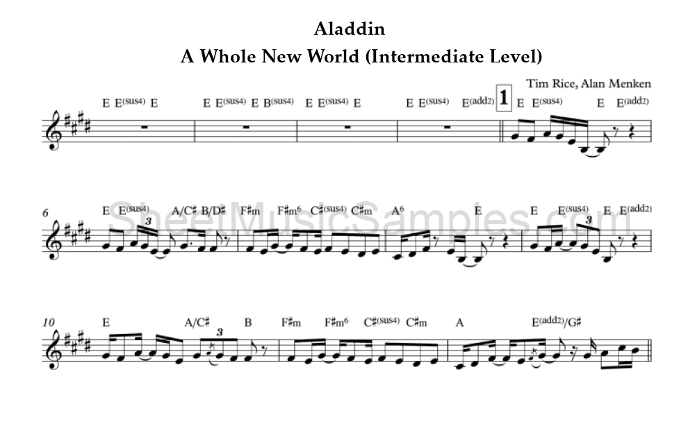 Aladdin - A Whole New World (Intermediate Level)