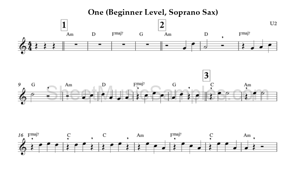 One (Beginner Level, Soprano Sax)