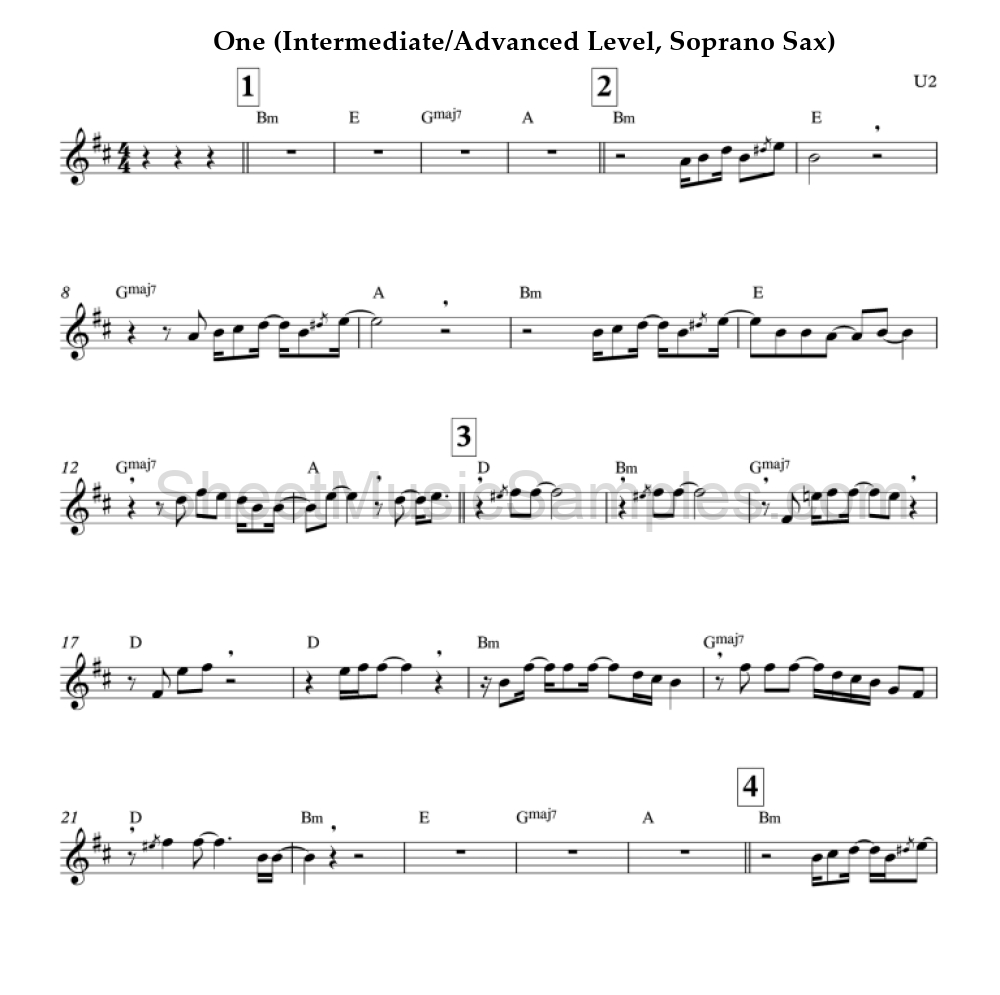 One (Intermediate/Advanced Level, Soprano Sax)