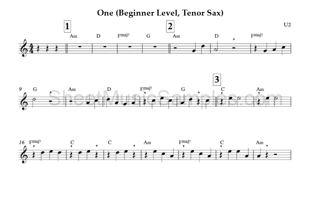 One (Beginner Level, Tenor Sax)