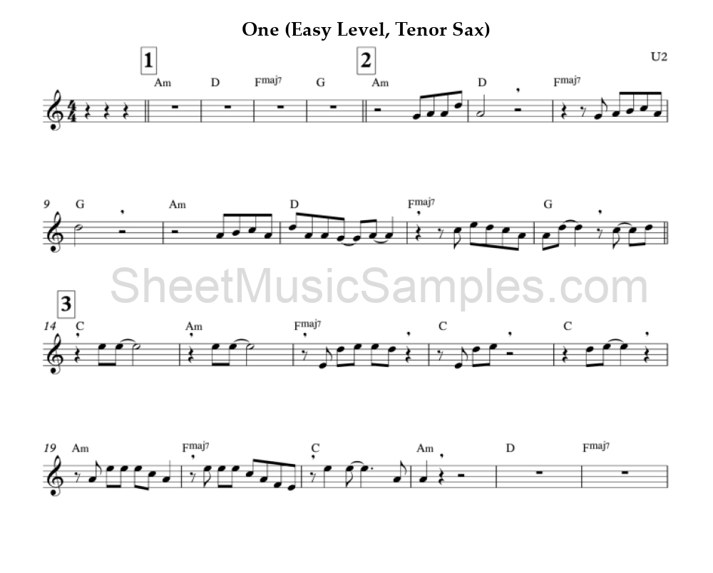 One (Easy Level, Tenor Sax)