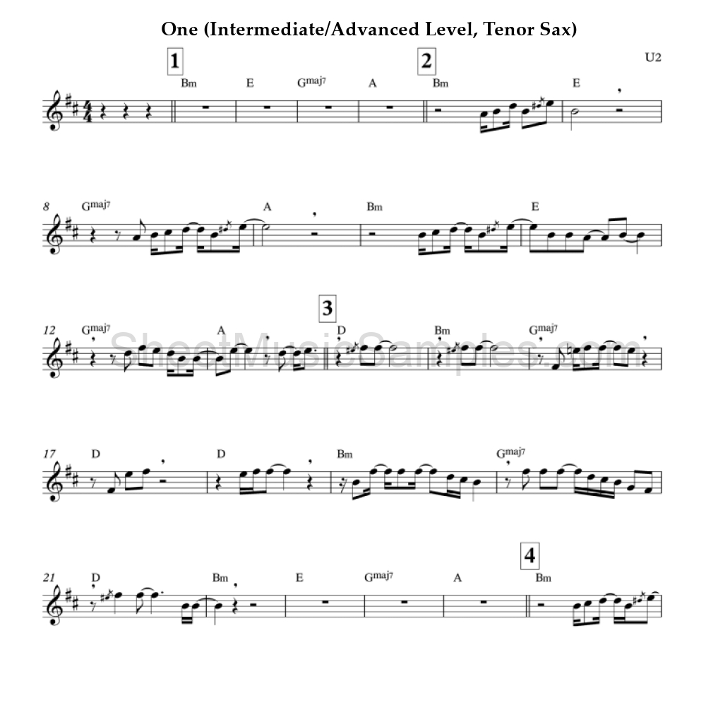 One (Intermediate/Advanced Level, Tenor Sax)