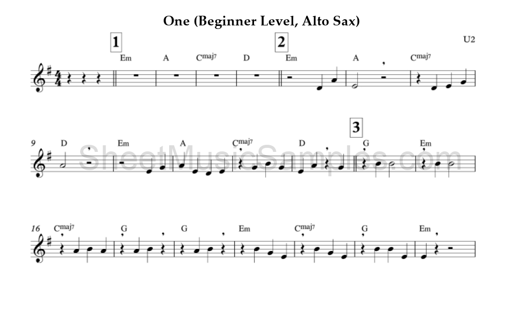 One (Beginner Level, Alto Sax)