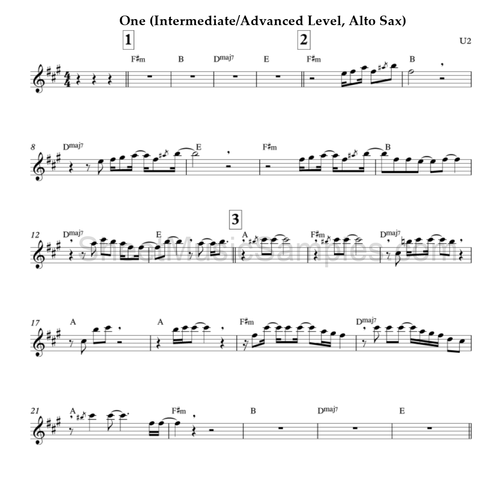 One (Intermediate/Advanced Level, Alto Sax)