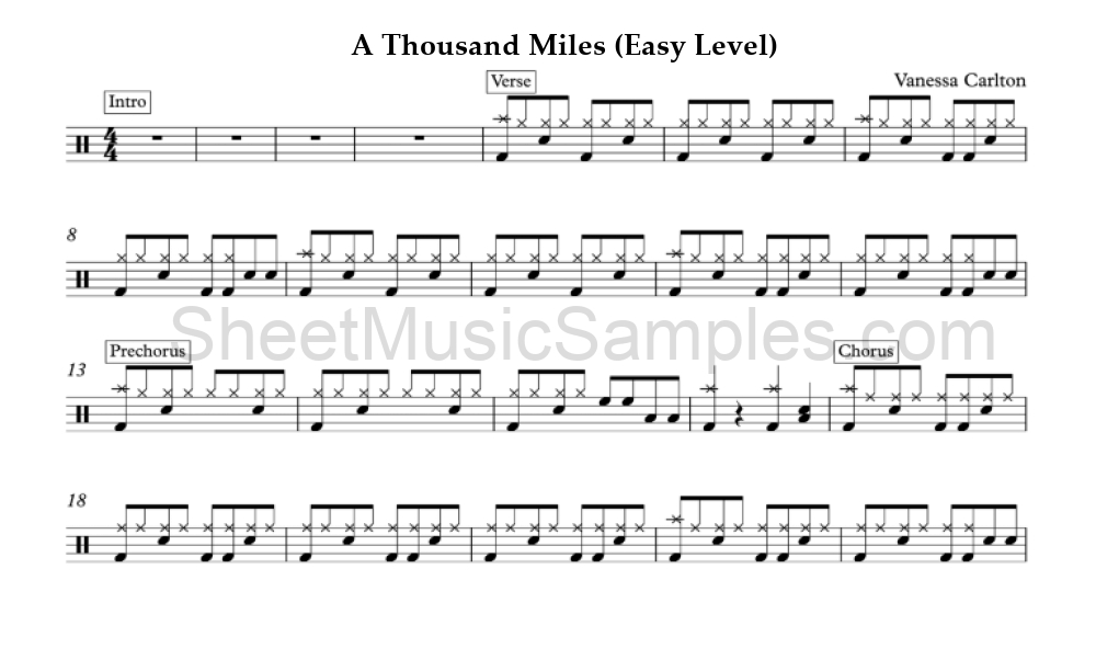 A Thousand Miles (Easy Level)