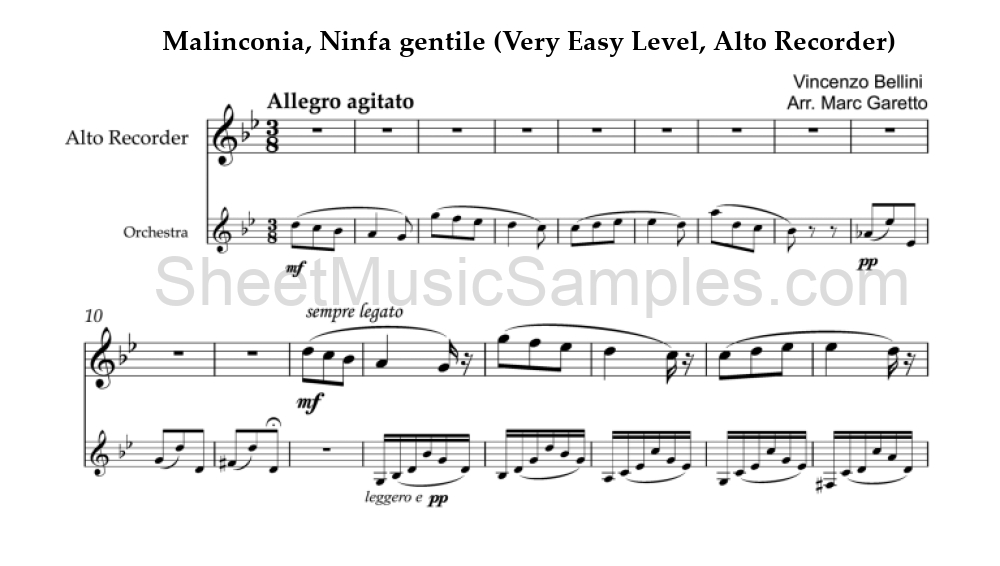 Malinconia, Ninfa gentile (Very Easy Level, Alto Recorder)