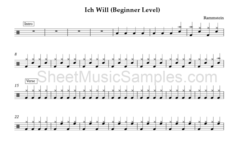 Ich Will (Beginner Level)