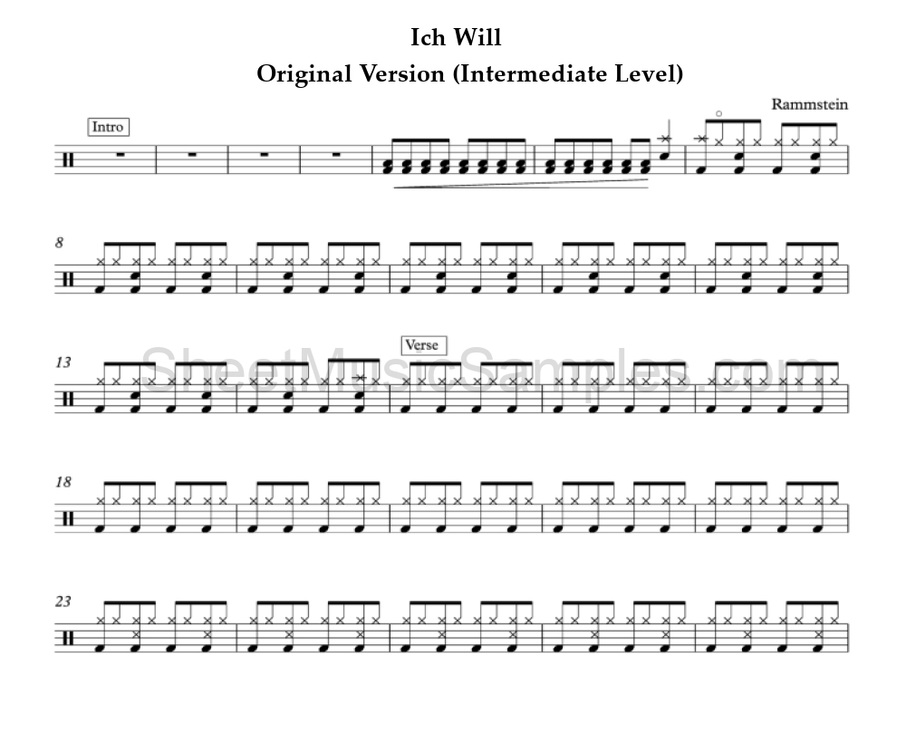 Ich Will - Original Version (Intermediate Level)