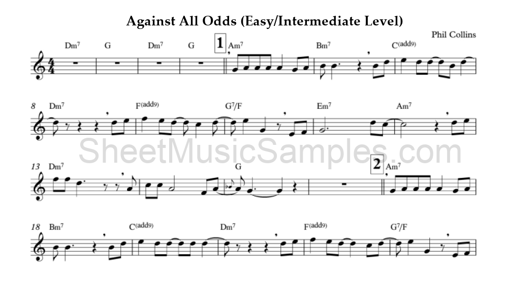 Against All Odds (Easy/Intermediate Level)