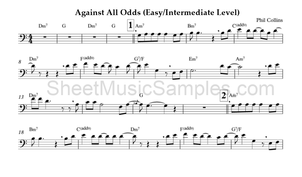 Against All Odds (Easy/Intermediate Level)