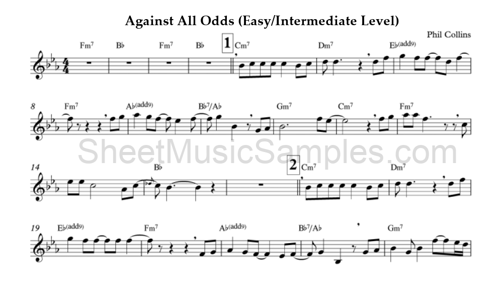 Against All Odds (Easy/Intermediate Level)