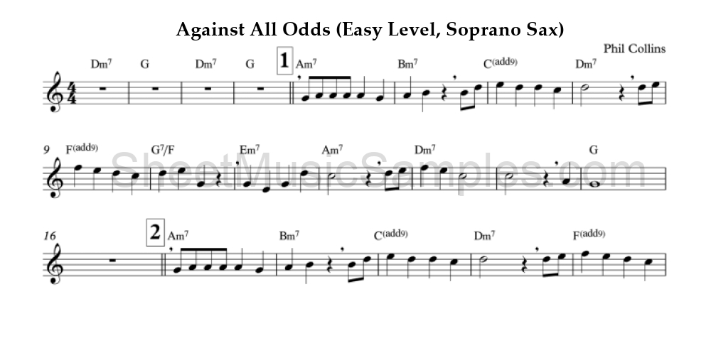 Against All Odds (Easy Level, Soprano Sax)