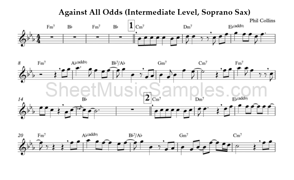 Against All Odds (Intermediate Level, Soprano Sax)