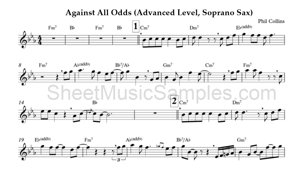 Against All Odds (Advanced Level, Soprano Sax)