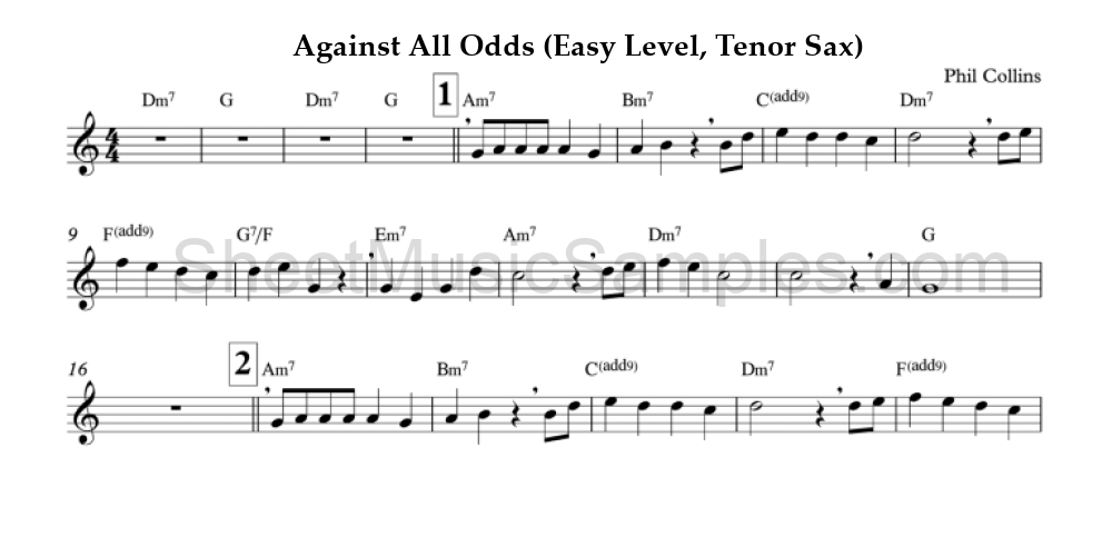 Against All Odds (Easy Level, Tenor Sax)