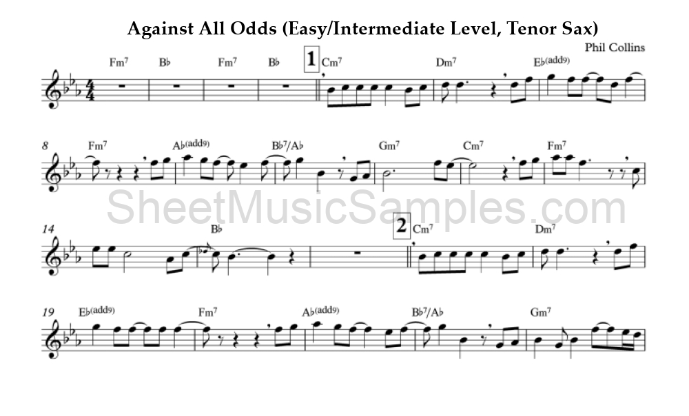 Against All Odds (Easy/Intermediate Level, Tenor Sax)