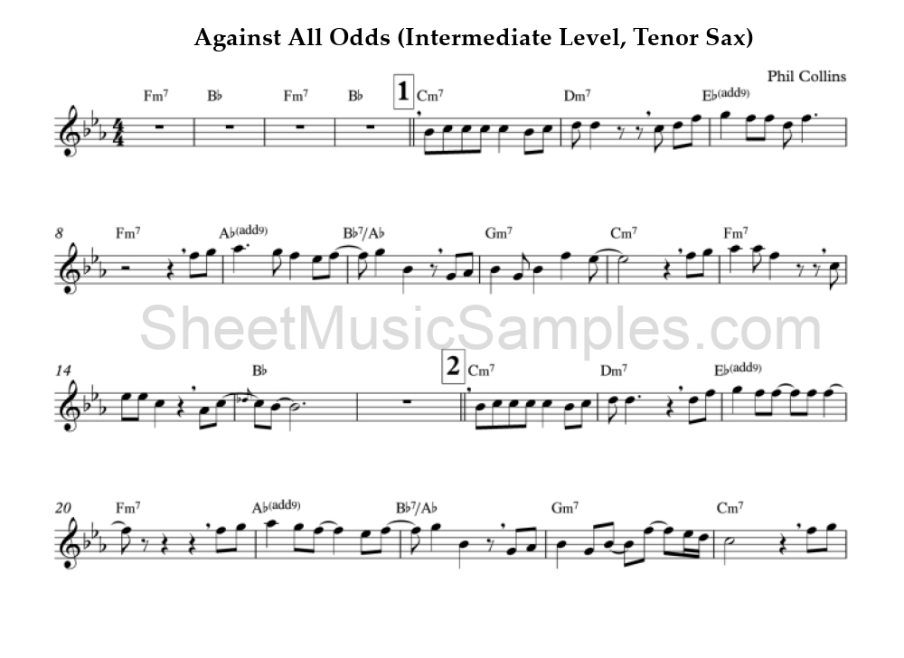 Against All Odds (Intermediate Level, Tenor Sax)