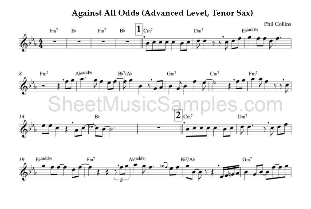 Against All Odds (Advanced Level, Tenor Sax)