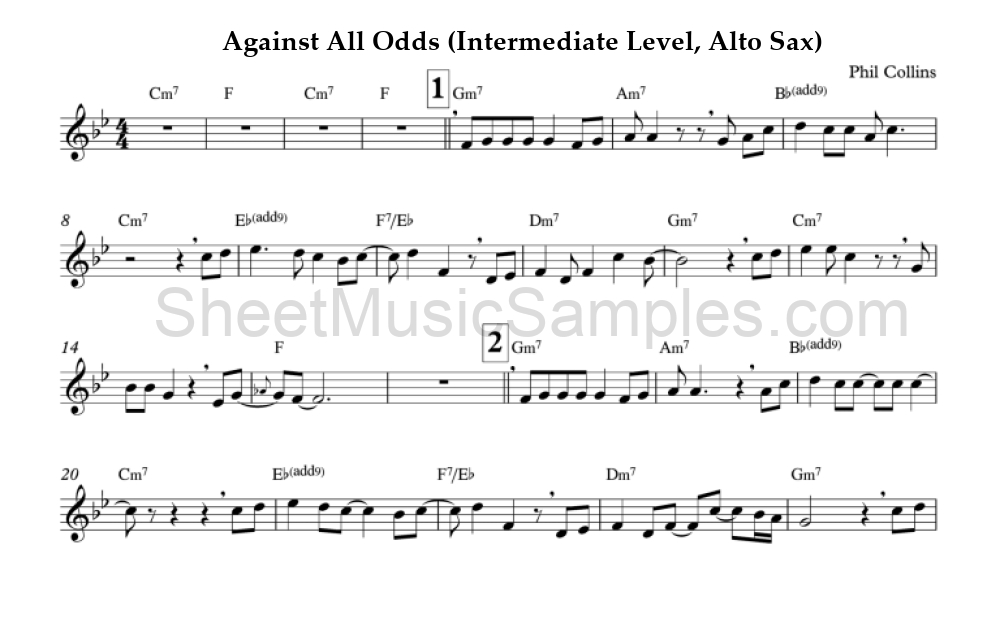 Against All Odds (Intermediate Level, Alto Sax)