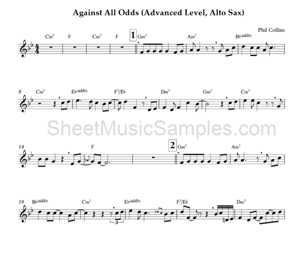 Against All Odds (Advanced Level, Alto Sax)