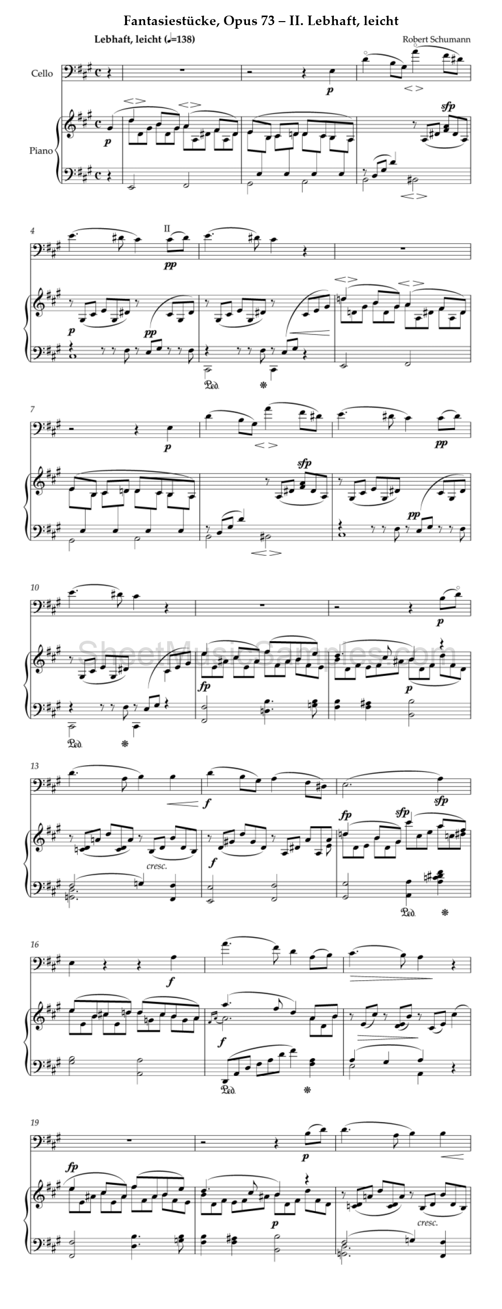 Fantasiestücke, Opus 73 – II. Lebhaft, leicht