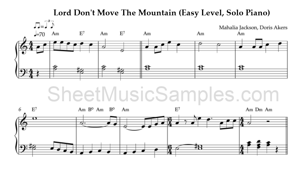 Lord Don't Move The Mountain (Easy Level, Solo Piano)