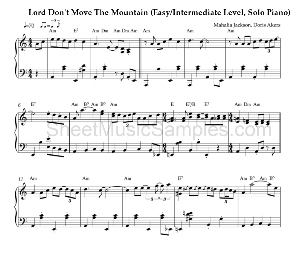 Lord Don't Move The Mountain (Easy/Intermediate Level, Solo Piano)