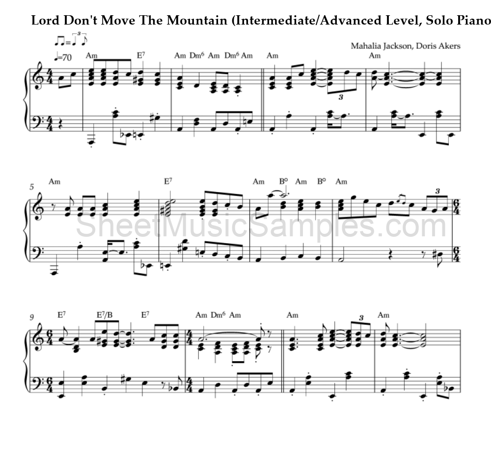 Lord Don't Move The Mountain (Intermediate/Advanced Level, Solo Piano)