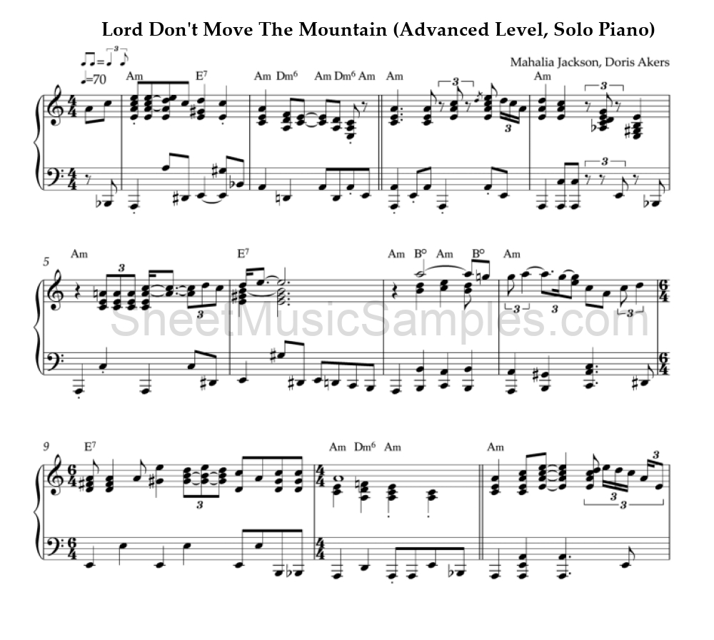 Lord Don't Move The Mountain (Advanced Level, Solo Piano)