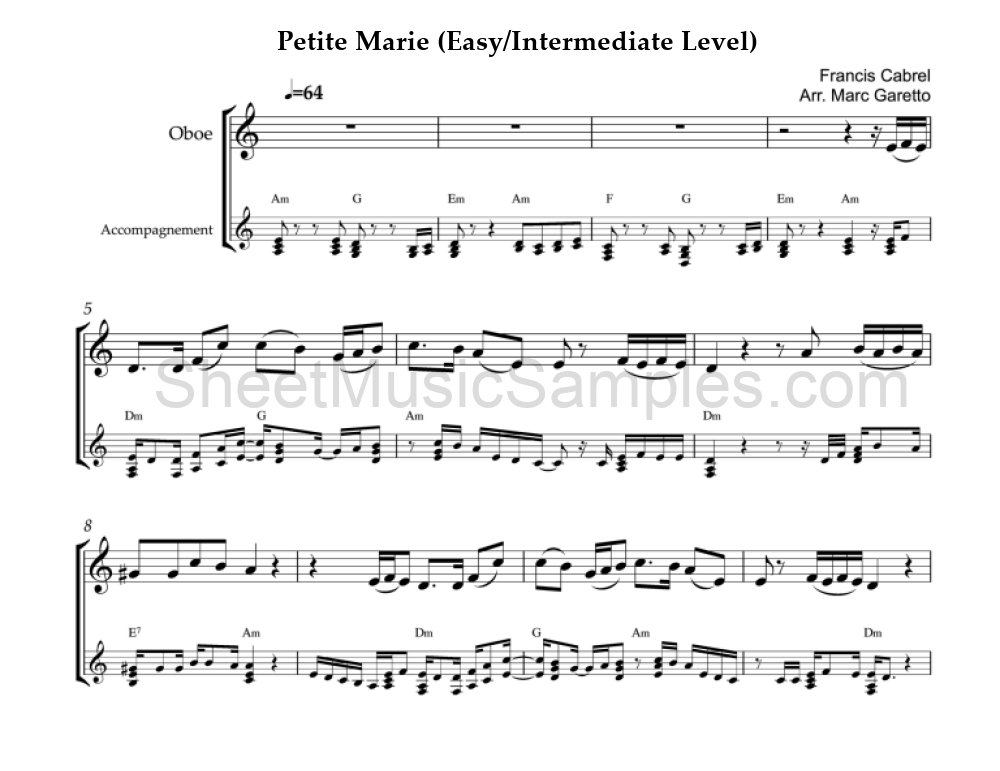 Petite Marie (Easy/Intermediate Level)