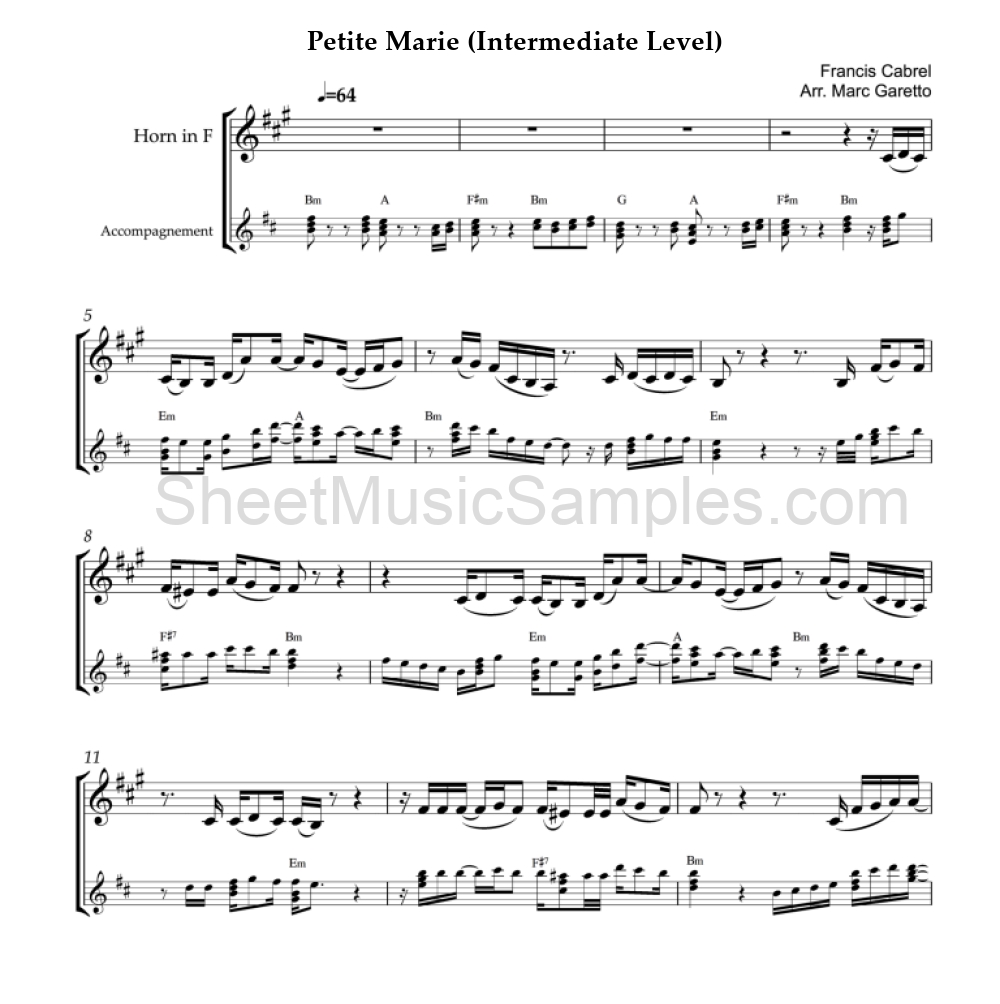 Petite Marie (Intermediate Level)