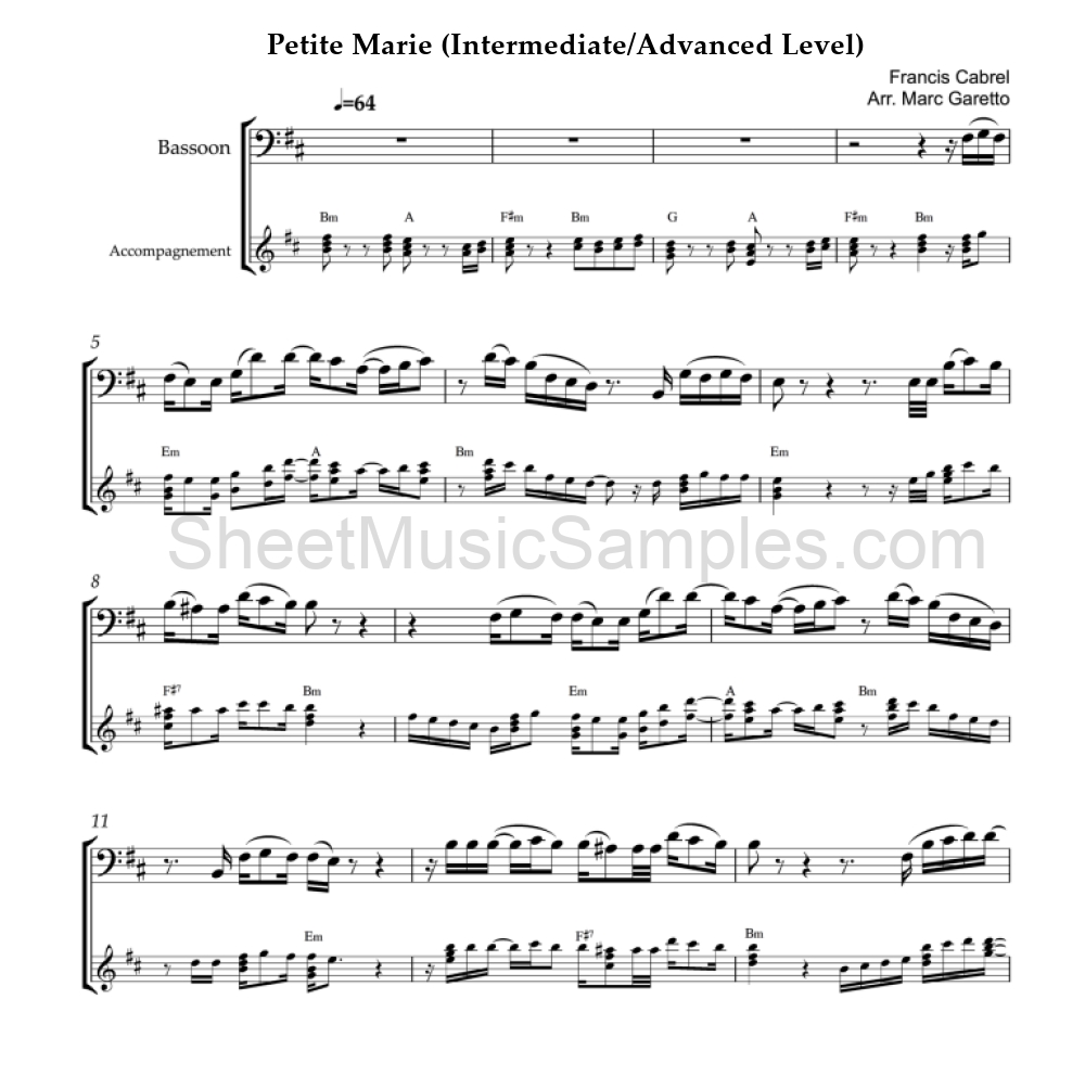 Petite Marie (Intermediate/Advanced Level)