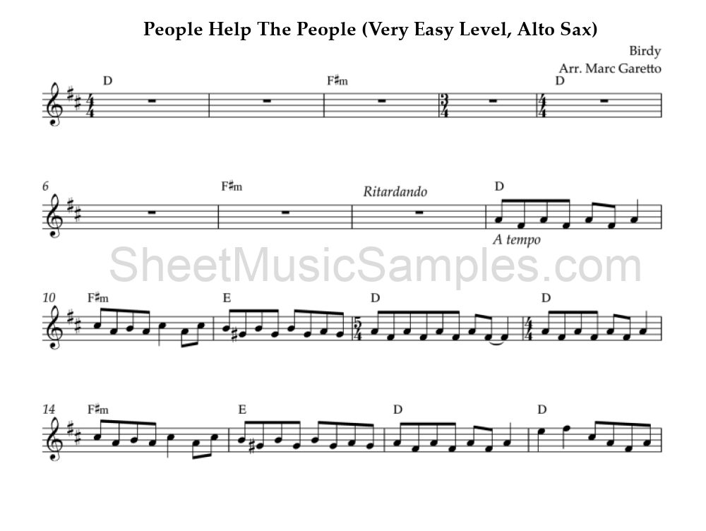 People Help The People (Very Easy Level, Alto Sax)