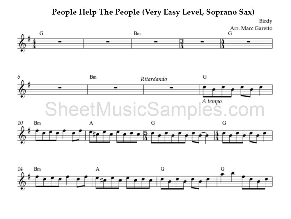 People Help The People (Very Easy Level, Soprano Sax)