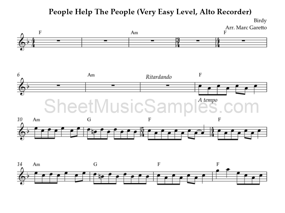 People Help The People (Very Easy Level, Alto Recorder)