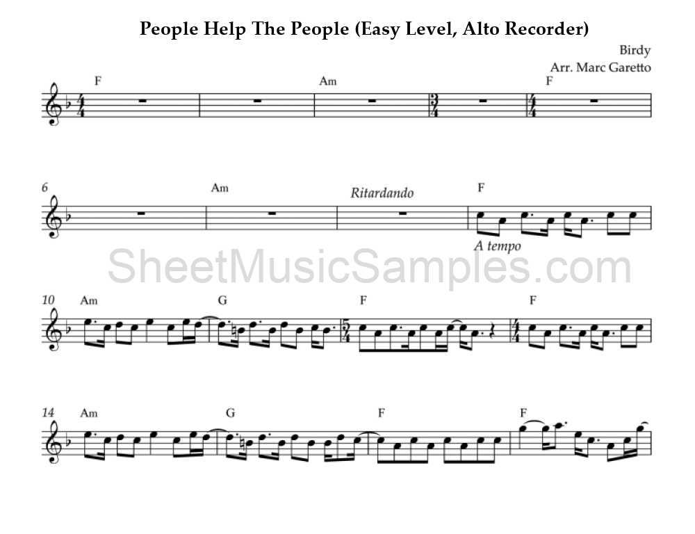 People Help The People (Easy Level, Alto Recorder)