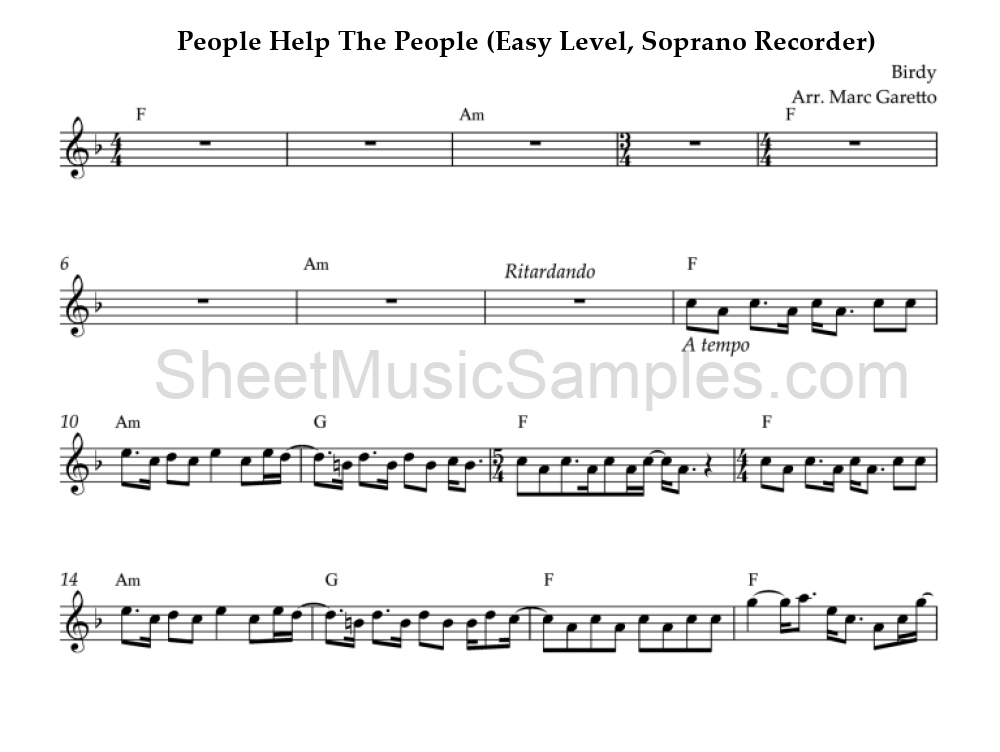 People Help The People (Easy Level, Soprano Recorder)