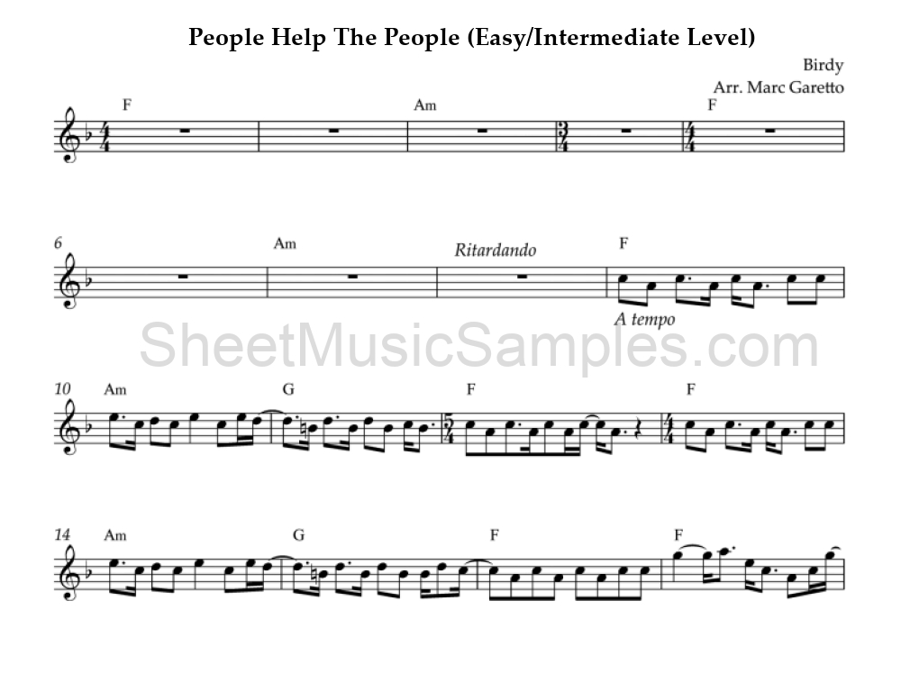 People Help The People (Easy/Intermediate Level)