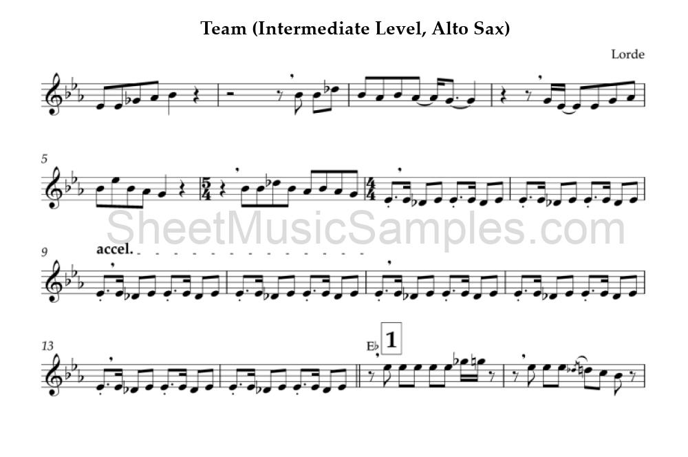 Team (Intermediate Level, Alto Sax)